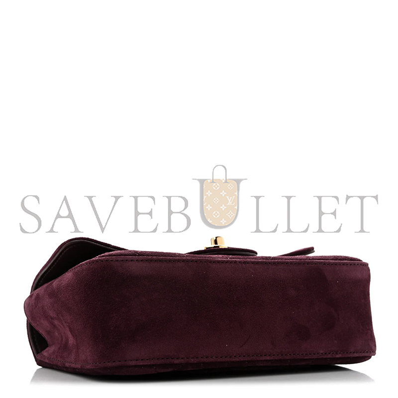 Ch**el MASTER SUEDE CALFSKIN MINI SOUPLISSIMO FLAP BURGUNDY (20*13*6cm)